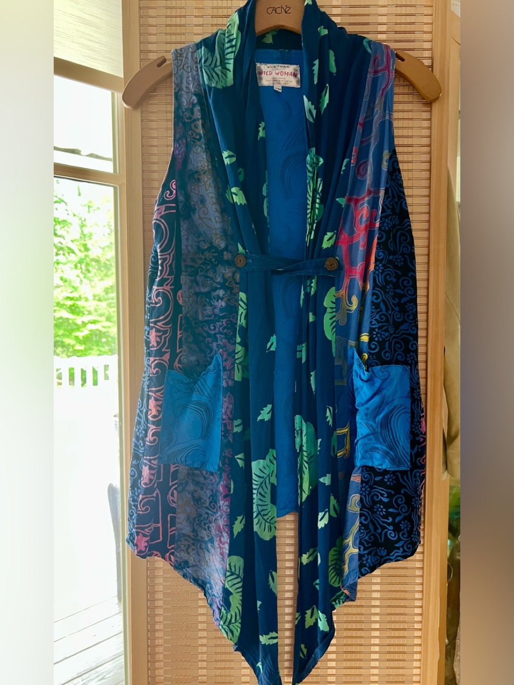 Colorful Boho Angled Long Cool Summer Vest EUC Size S/M